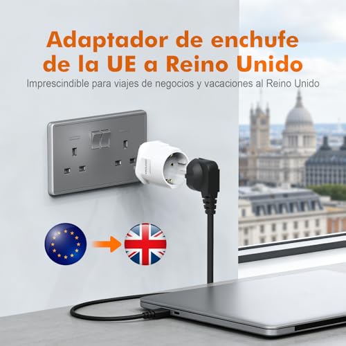 Miniatura 2 de Grifema Adaptador Enchufe Uk De España A Reino Unido Con Fusible 13a, Adaptador Enchufe Inglaterra Tipo G Para Escocia Irlanda Dubai Maldivas, Convertidor Enchufe Europeo 2 Pin A Uk 3 Pin, Pack De 2