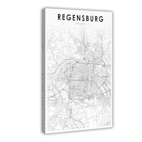 Carte Allemagne Ratisbonne tableau toile souvenirs de voyage