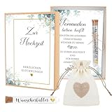Geldgeschenk Hochzeit Verpackung Hochzeitsgeschenke für Brautpaar Geld, Geschenkbox Hochzeit Geldgeschenk Hochzeitsgeschenk Geld Set mit Karten, Jutebeutel und Reagenzglas, Geschenk zur Verlobung