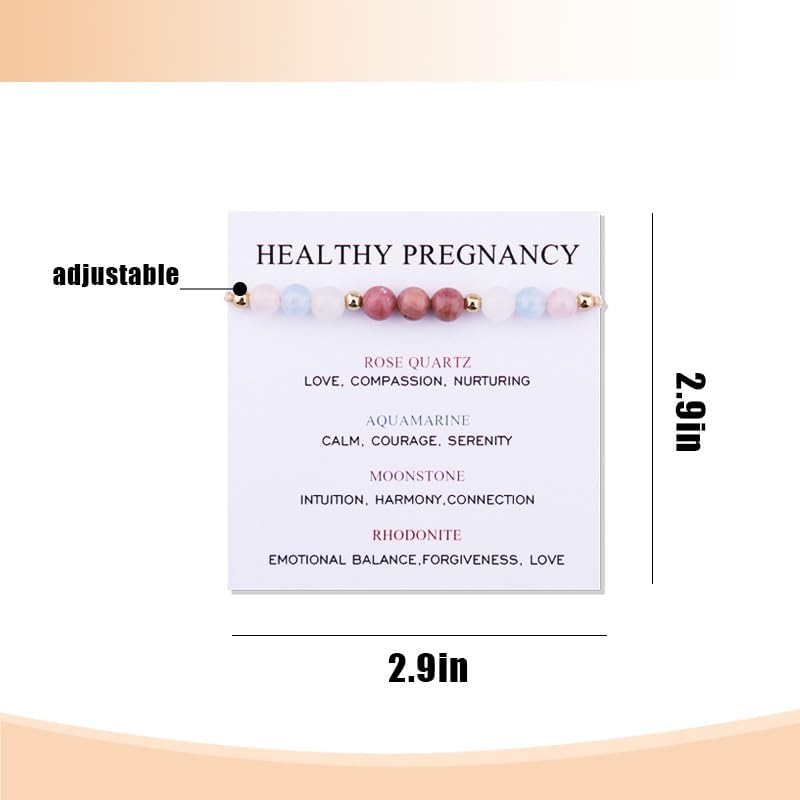 Kefley Mama to Be Gifts for First Time Moms Natural Stone Pregnancy Bracelet Pink Beaded Healing Crystal Spiritual Bracelets Congrats on Pregnancy Gift Pregnant New Mom Mommy Essentials Must Haves - Image 2