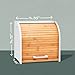HOMEFULLY Bamboo Double Layer Bread Box for Kitchen Countertop, Roll Top Bread Box Wood, Extra Large for Kitchen Storage, Modern Bread Bin Wooden (White)