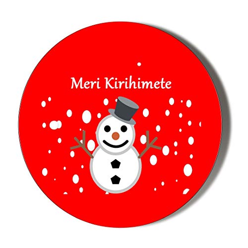 Preisvergleich Produktbild Kosmetikspiegel, Motiv: Frohe Weihnachten, Neuseeland, Schneemann, 58 mm, Rot