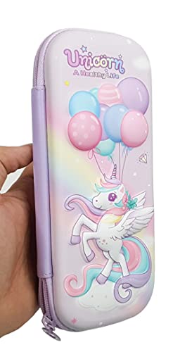 Image of Crackles rackles Premium Stylish Unicorn Print Hardtop EVA Pencil Case Pouch School Kids, Girls and Boys (Multiple olors and Designs) Pack of 1