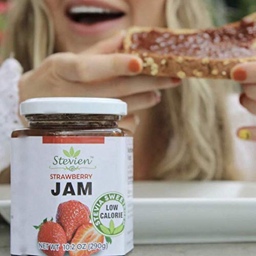 Stevien Jam No Added Sugar - 3 Jars - Keto And Diabetic Friendly, Vegan, Gluten Free, Made With Real Fruit - Sweet Strawberry, Peach, And Mixed Berry Jam Sweetened With Organic Stevia #TOP6