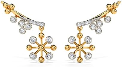 Luxury Designer Ear Cuffs Natural Diamonds 18K Yellow Gold Elegant Earrings, Non-Piercing Cuff Wrap, Perfect Valentine's Day Gift for Women Special Occasion Jewelry