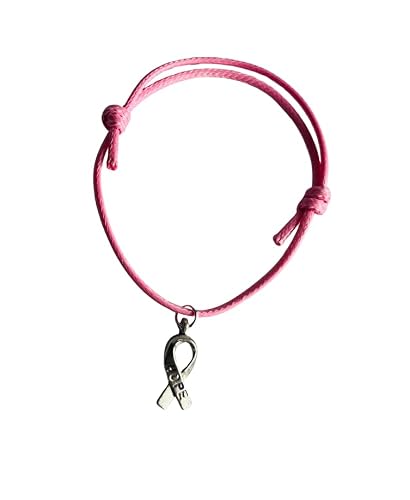 Bracelet octobre rose en Coton Rose Coulissant et Ruban HOPE