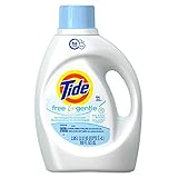 Tide Free & Gentle HE Turbo Clean Liquid Laundry Detergent, Pack of 4, Unscented, 2.95 L (64 Loads)
