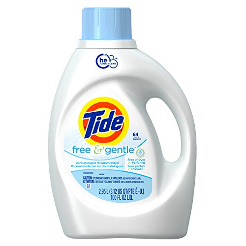 Tide Free & Gentle, HE Turbo Clean Liquid Laundry Detergent 64 loads, 100 fl oz (Pack of 4) (Packaging May Vary)