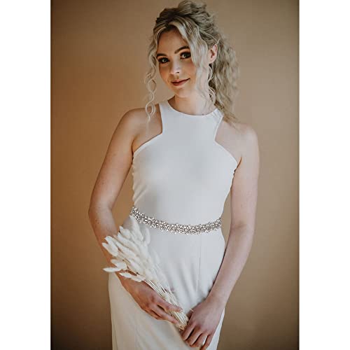 Rhinestone Bridal Belt Silver Crystal Wedding Dress Belt Bridesmaid Sash Belt for Women Formal Evening Dresses2