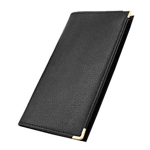 Charmoni - Porte chéquier - Etui Porte chéquier - Porte Carte crédit - pièce d'identité - Billet - en Cuir Tout en Un léger et Compact (C07 Noir)