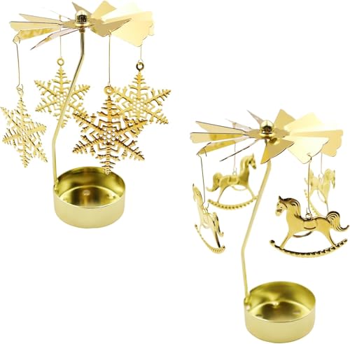 GETRICH 2 Stück Teelicht Karussell, Rotierender Kerzenhalter...