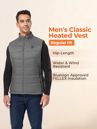 Image of ORORO Men's Heated Vest Lightweight 4-Zone USB-C Battery Heated Puffer Vest
