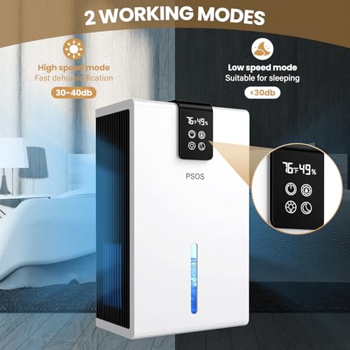 Psos GBW-904 Dehumidifier, 118 Oz Dehumidifier For Home (980 Sq.Ft), Dehumidifiers For Basement, Bathroom, Bedroom, Quiet With Humidity Monitoring, Auto Shut Off, Sleep Mode, 7 Colors Led Light, Rv thumb #1