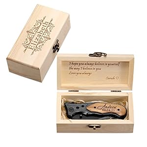 Gift for Men, Personalized Pocket Knife with Box, Custom Knives for Boyfriend Husband Dad Son Uncle Brother Grandpa Gifts, Hunting Fishing Camping Gifts for Birthday Anniversary Fathers’ Day Christmas
