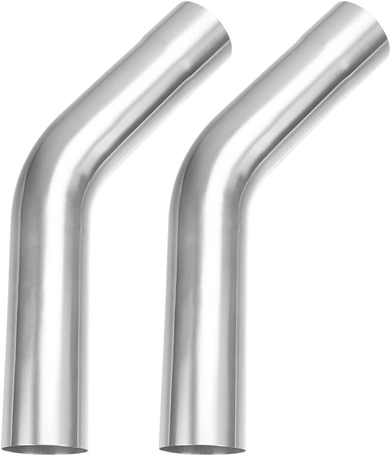 A-KARCK Exhaust 45 Degree Tube 2" OD 2 Pack, Stainless Steel Exhaust Pipe Mandrel Bend, Custom Your Own Exhaust System
