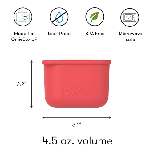 OmieBox UP (2 pack) Leakproof Dips Containers To Go, Salad Dressing Container, Condiment Container with Lids - Food Safe Silicone - 4.5 ounces (Pink/Teal)