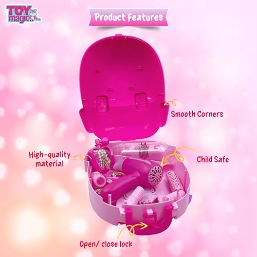ToyMagic Portable Backpack Toy Dressing Set Makeup Toy |Portable Trolley Pretend Play Set Toy with Make up Accessories for Kids |Portable Suitcase Toy Gift for Girls - Image 3 thumbnail