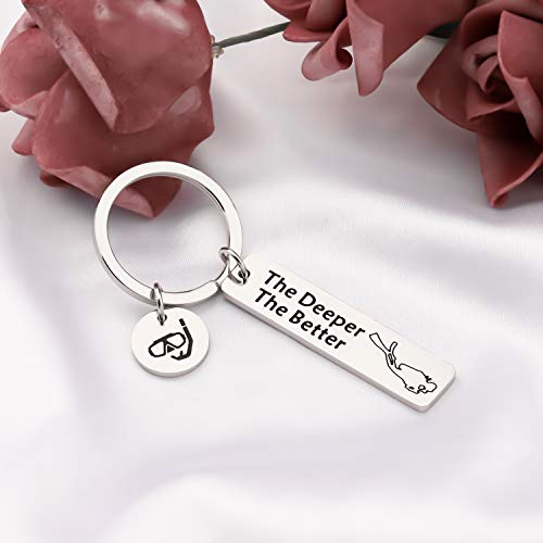 CENWA Scuba Diving Gift Scuba Diver Gift The Deeper The Better Keychain Extreme Sports Jewelry Gift for Divers Extreme(The Deeper The Better Keychain)4