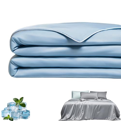 YBOEG Magic Splashy Kühldecke Magic Sleep Waschbare Bettdecke Eisseide Magic Sleep Decke Kühlende Eisdecke für Heiße Sommernächte Leichte Atmungsaktive Sommer-Schlafdecke (Blau 150 x 200 cm)