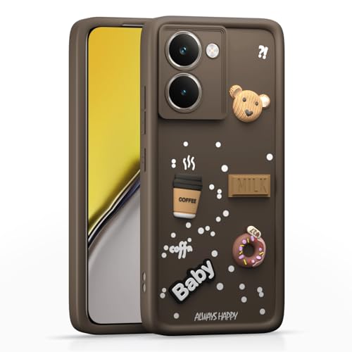 Image of Pikkme Back Cover for Realme P3 Ultra 5G | Cute Fun Cartoon 3D Bear Silicone Full Body Protection Bumper Case (Brown)