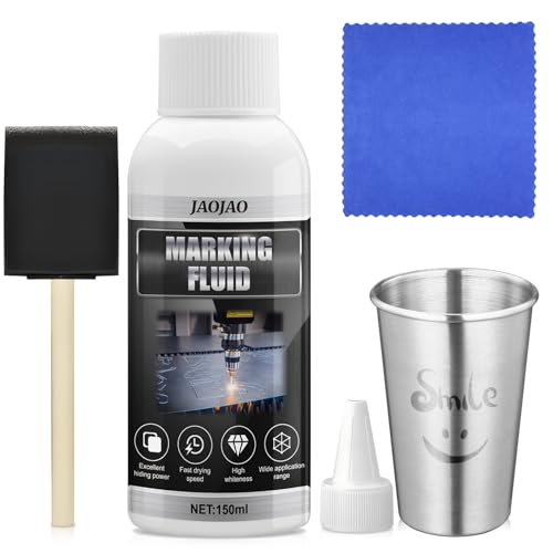 JAOJAO Marking Spray Professional Marking Liquid Enhanced Engraving High Adhesion Water Based Safe Low Odor Fast Drying for Metal Glass and Plastic Surface Engraving Pretreatment 150ml