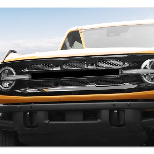 Image of Front Grill Mesh Grille Inserts Cover Frame Trims Kit 6Pcs Fit for Ford Bronco 2021-2025+ 2 /4 Door Exterior Accessories (Carbon Fiber)
