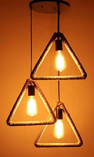 Carsten HL-40 Triangle Shaped 3 Light Hanging Light Pendant Light for Ceiling to Decor (Black)