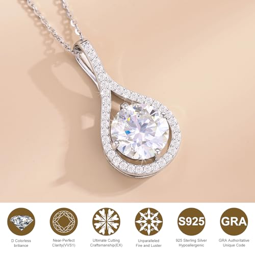 Moissanite Necklace Gift for Women, 925 Sterling Silver 18K White/Yellow Gold Plated 0.5-6.0CT Moissanite Pendant for Her, Anniversary Day, Birthday, Wedding - to My Wife, Mom2