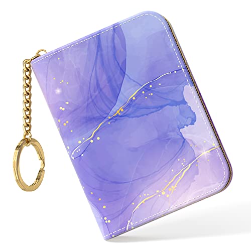 Image of Nipichsha Credit Card Holder, Small RFID Card Wallet for Women, Slim Leather Card Holder Wallet, Purple Marble, 4.33 x 3.15 x 0.98 inches, Fashions