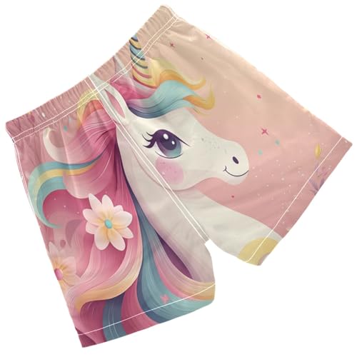 Pigsaly Boys Swim Trunks Pink Unicorn Pastel Boys Board Shorts Swimsuit Swimwear Summer Bathing Suit S2