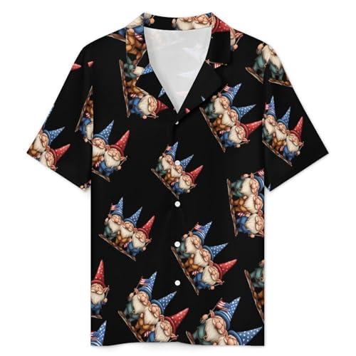 U.S Flag Gnomes Mens Pajamas Set Short Sleeve Shirt And Shorts Sleepwear PJ Sets Loungewear3