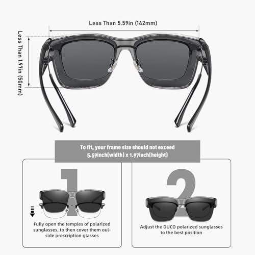 DUCO Trendy Polarized Fit Over Glasses Sunglasses for Men & Women Oversized Wrap Around Shades with UV400 Protection DC89903