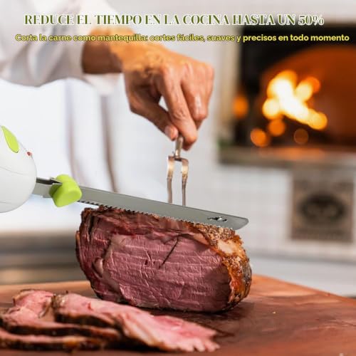 Miniatura 8 de Cuchillo Eléctrico Dentado Zerodis, Cortador De Carne Portátil, Ideal Para Pan, Carne Congelada, Jamón, Tomates Y Pavo, Mango Ergonómico, Ligero Y Fácil De Limpiar