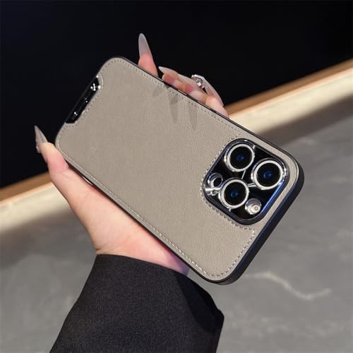 Étui de téléphone en cuir gris iPhone 14 Pro idéal pour le bureau et les sorties