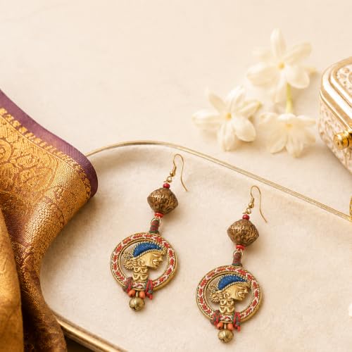 Image of Handcrafted Tribal & Dhokra Art Earrings Collection for Women - Royal Boho Statement Designs in Brass, Wooden, Beaded & Geometric Styles