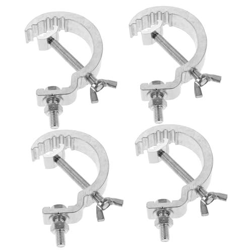 FUTUREORYY 4pcs Heavy Duty 17mm Wide Truss Stage Lighting Clamps with Safety Hooks for Par and Dj Lights, Lamp Hanging Hardware for Stage and Event Lighting Equipment