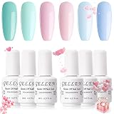 GELLEN Gel Nail Polish Kit- 6 Colors Fresh Summer Series Mint Pink Blue Tones, Pastel Gel Polish - T