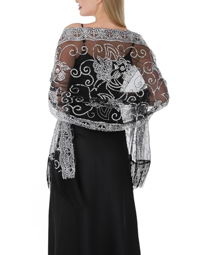 Sheer Sequin Floral Shawls and Wraps for Evening Dresses,Women Shawl for Formal Dress,Bridesmaid Gifts