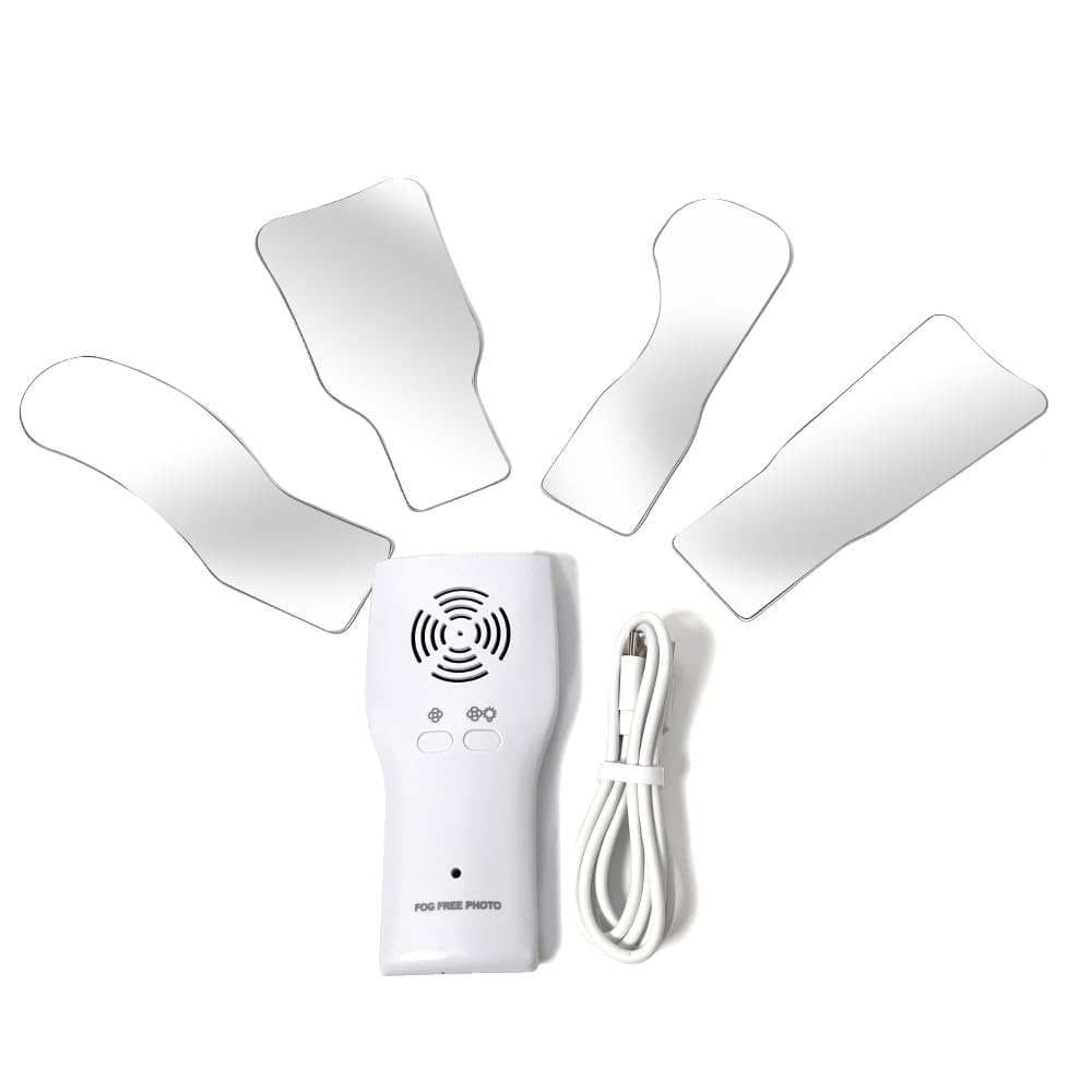 Fog-Free Dental Mirror Kit - 4 Rhodium Intraoral Mirrors with Anti-Fog Fan & LED Lighting Handle, High-Precision Oral Inspection Device for Dentists and Hygienists