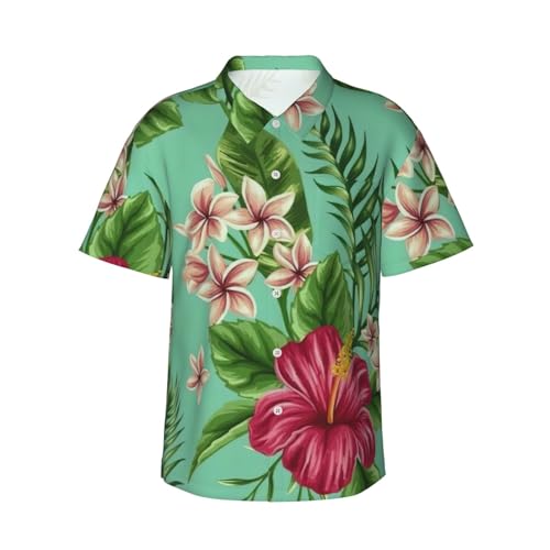 Chemise hawaïenne homme manches courtes motif tropical pour plage