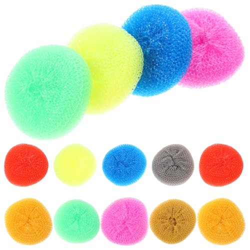 Abaodam 30pcs Non-Scratch Kitchen Dish Scrubbers and Pot Scrubbers Reusable Plastic Steel Wire Cleaning Balls for Household Dishwashing Random Color