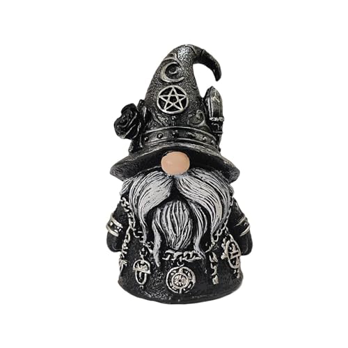 wsmart Gothic Garden Gnome Statue Dark Academia Decor Horror Collectible Figurines Unique Halloween Decorations Cool Pagan Altar Witch Aesthetic Decoration Gift Black Resin