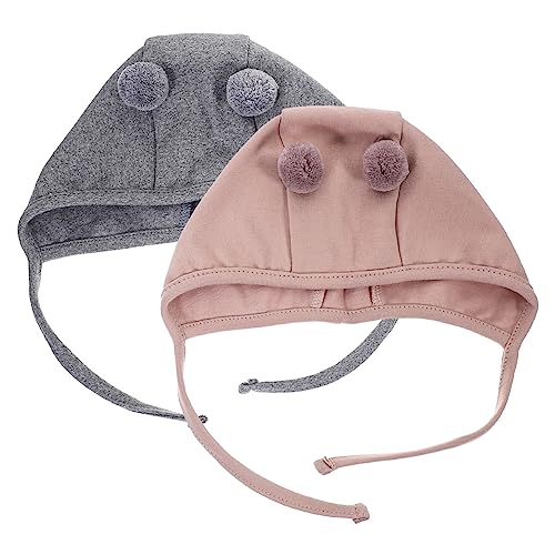 HANABASS 2pcs Cotton Hats with Straps Cute Ear Design Comfortable Fit for Boys and Accessory