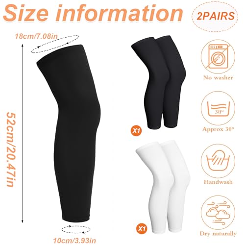 SEPWGUMD 2 Paar Knie Ärmel, Knie Pads, Kompressionsstrümpfe für Frauen, Männer, Full Length, Bein Warmer, Kalb Bein Warmer für Sport, Fußball, Laufen, Schwellung, Erholung (weiß schwarz)