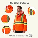 SKSAFETY Hi Vis Veste de pluie de sécurité pour hommes - Équipement de pluie de travail pour les hommes imperméable, Veste de travail haute visibilité