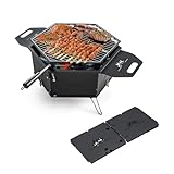 KOMFOTTEU Barbacoa de Carbón Grande 2 en 1, Negro