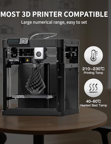 Image of RAMBERY Black PLA+ 3D Printer Filament 1.75mm 1kg Spool, Toughness Upgraded 3D Printing Filament, Neatly Wound Fit Most FDM Printers