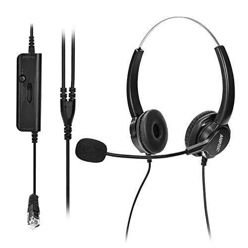 AGPTEK Call Center Binaural Corded Headset for Dial Pad Telephones