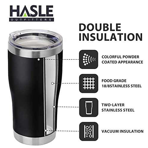 Hasle Outfitters 20 Oz Tumbler Bulk, Stainless Steel Tumblers With Lid, Vacuum Insulated Tumbler, Double Wall Tumbler Cup, Coffee Mugs, Black, 1 Pack #TOP1