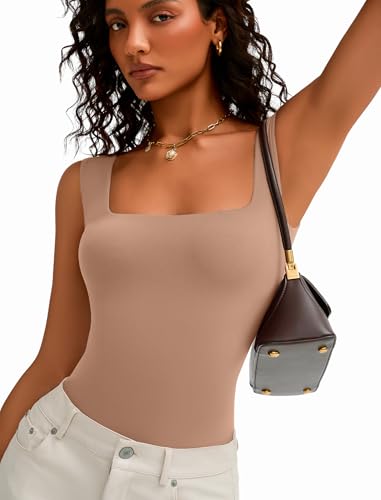 Image of Avidlove Bodysuits for Women Square Neck Body Suit Double Lined Tank Top Bodysuit Soft